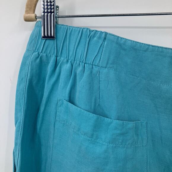 Vintage Easy Spirit Blue Silk Linen Blend Zip Lightweight Pockets Pencil Skirt - Picture 8 of 9